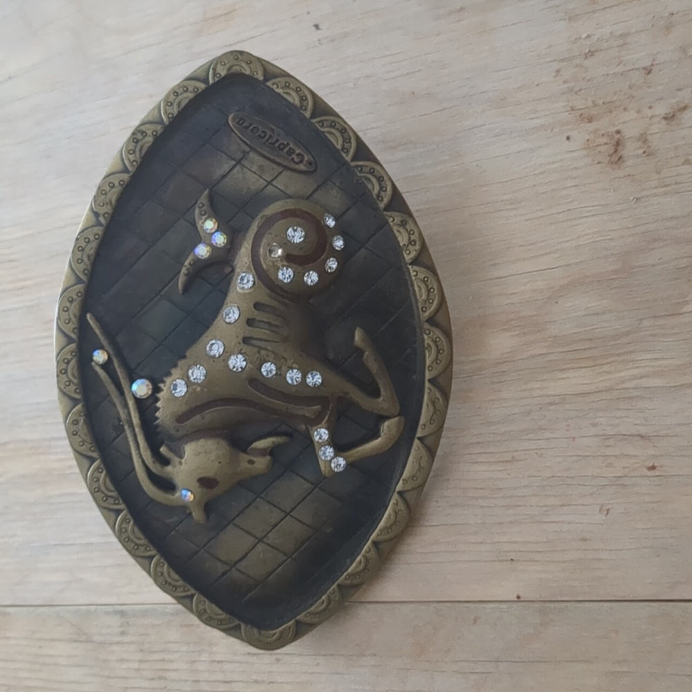 Capricorn Zodiac Belt Buckle with Rhinestones